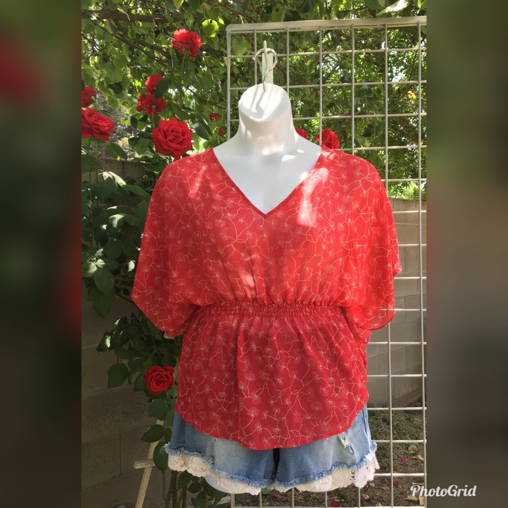 Red sheer top